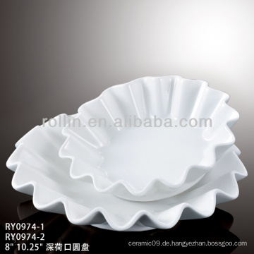 Einzigartige weiße tiefe Porzellanplatte